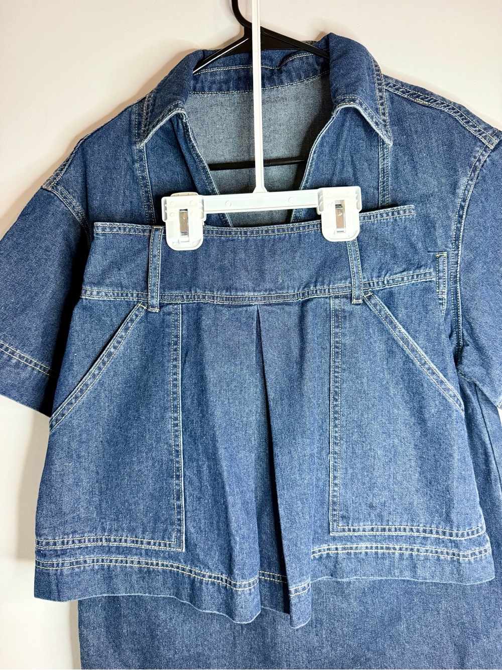 Commense Denim Short Sleeve Blouse & Skirt Set - Picture 8 of 10